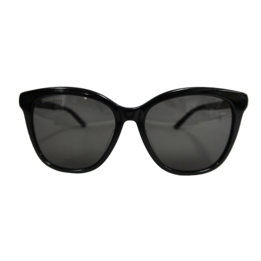 BALENCIAGA Sunglasses Eyewear Black Frame Gray Lens Wellington Style Case & Cleaning Cloth