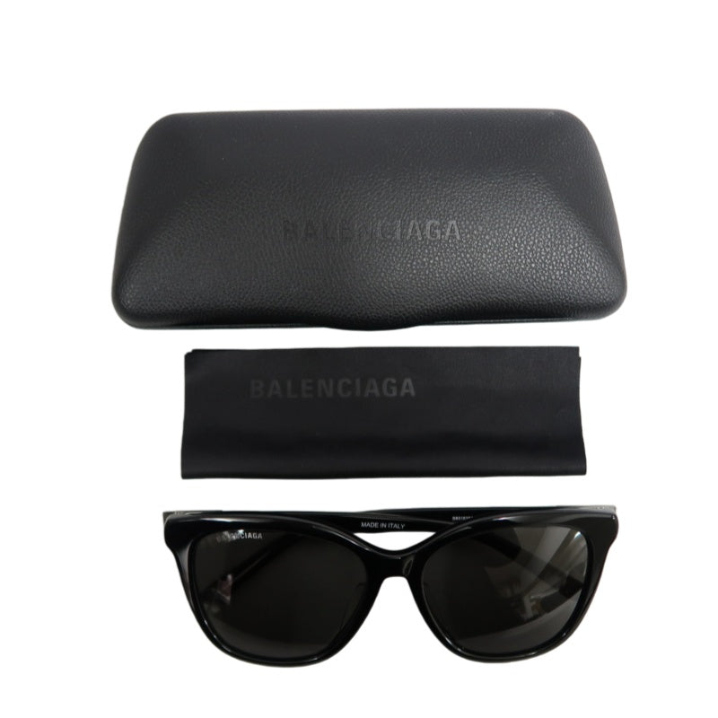 BALENCIAGA Sunglasses Eyewear Black Frame Gray Lens Wellington Style Case & Cleaning Cloth