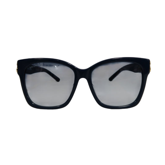 ALENCIAGA Sunglasses Eyewear 57□16-145 Black Frame Gradient Gray Lens Cat Eye Case & Cloth