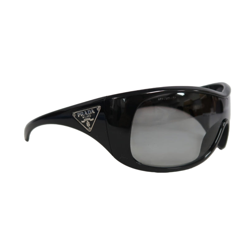PRADA Sunglasses Eyewear 　 Black Frame Gradient Gray Lens Shield Mask Style  Case