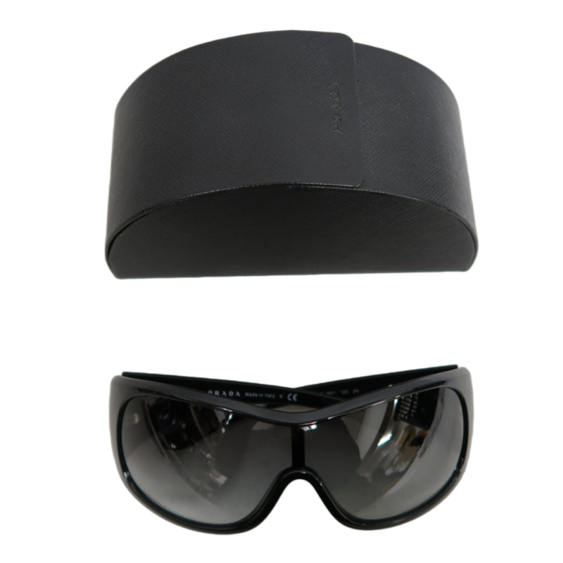 PRADA Sunglasses Eyewear 　 Black Frame Gradient Gray Lens Shield Mask Style  Case