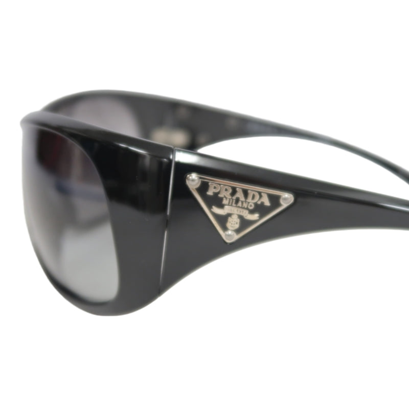 PRADA Sunglasses Eyewear 　 Black Frame Gradient Gray Lens Shield Mask Style  Case