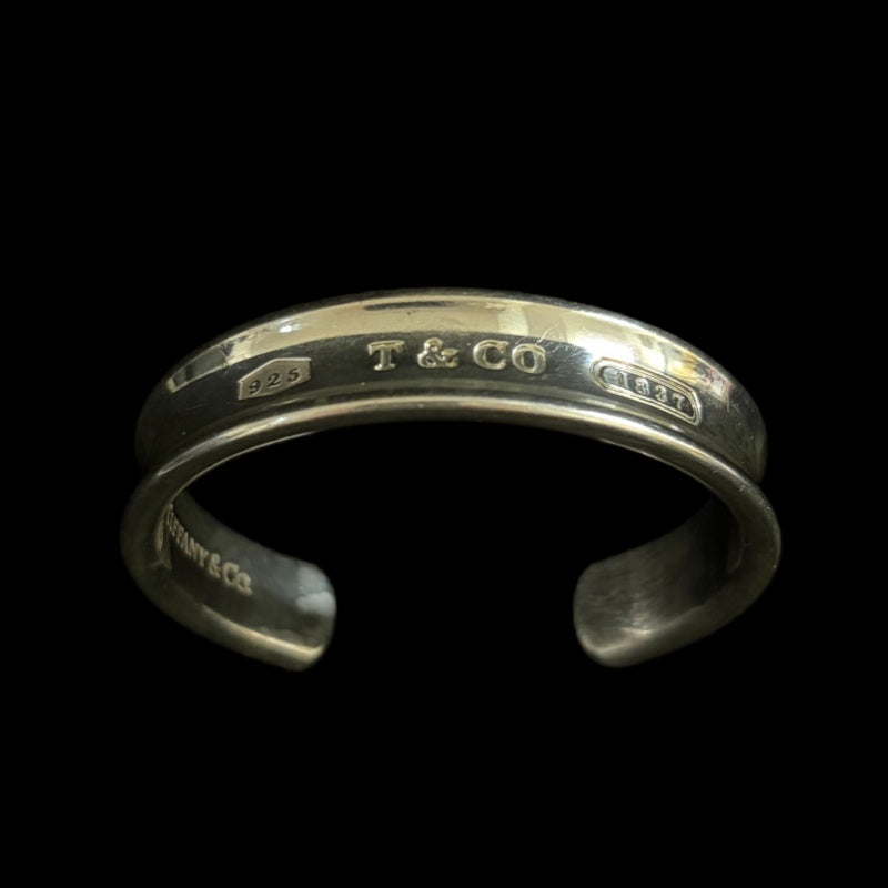 TIFFANY & Co. 1837 Narrow Bangle Accessory 925 Silver Open Cuff Total Weight Approx 43.1g  Dust Bag (Stained)