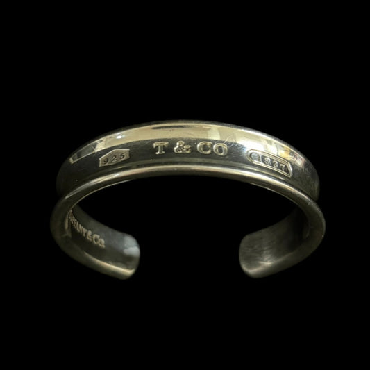 TIFFANY & Co. 1837 Narrow Bangle Accessory 925 Silver Open Cuff Total Weight Approx 43.1g  Dust Bag (Stained)