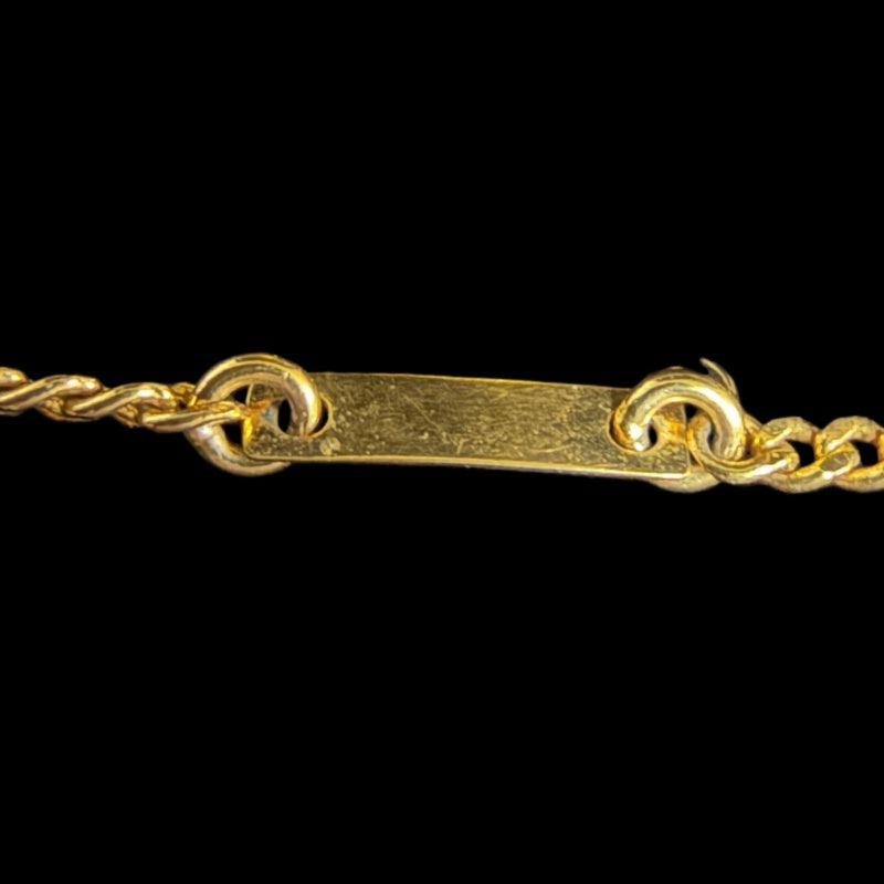 CELINE Triomphe Rhinestone Necklace Accessory Gold Metal Pave Stone Pendant Twist Chain