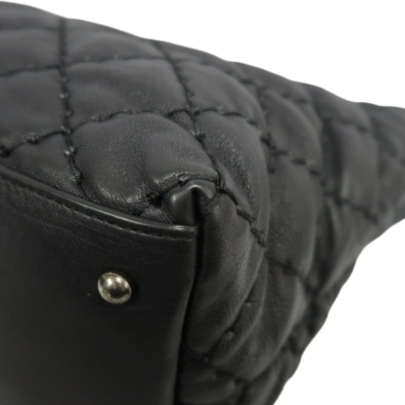 CHANEL Matelasse Calfskin Tote Shoulder Bag In Black With Silver Hardware