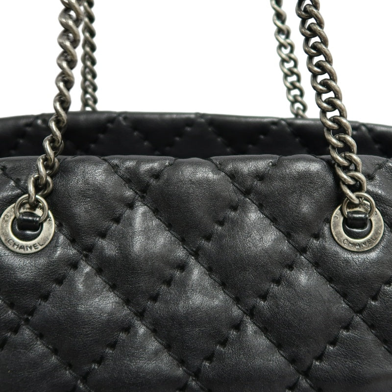 CHANEL Matelasse Calfskin Tote Shoulder Bag In Black With Silver Hardware