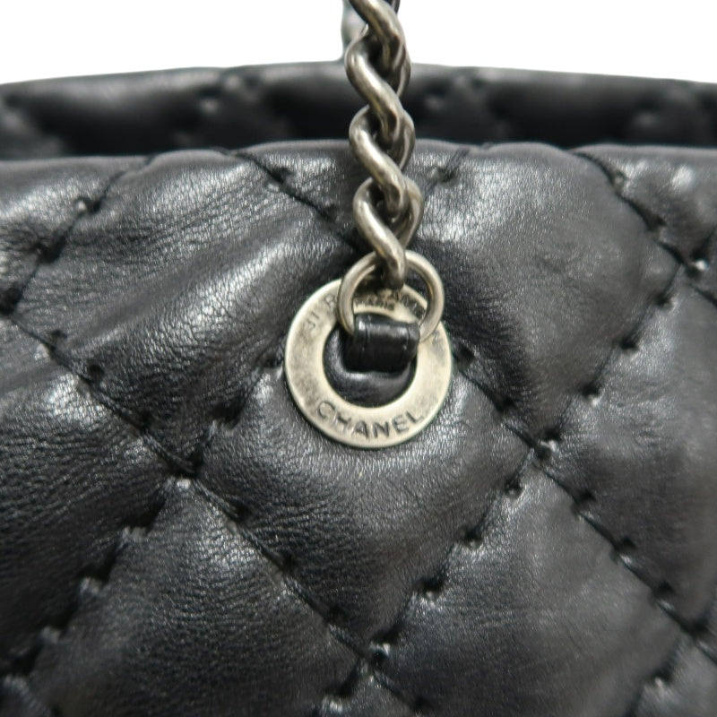 CHANEL Matelasse Calfskin Tote Shoulder Bag In Black With Silver Hardware