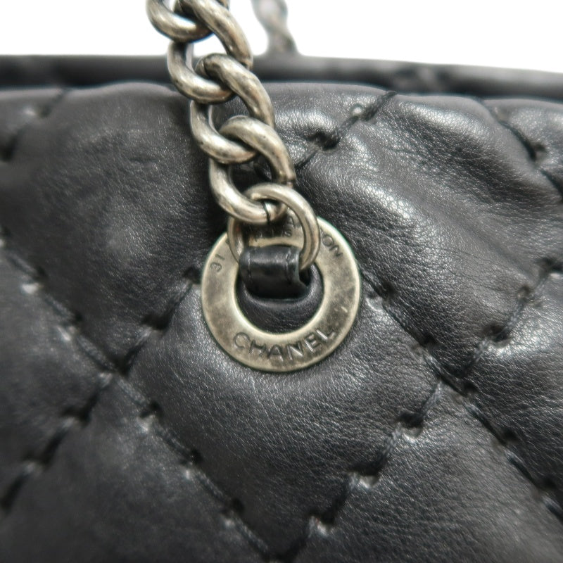 CHANEL Matelasse Calfskin Tote Shoulder Bag In Black With Silver Hardware