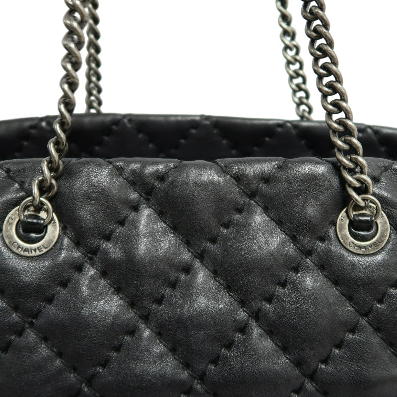 CHANEL Matelasse Calfskin Tote Shoulder Bag In Black With Silver Hardware