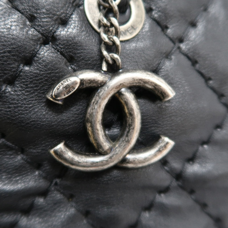 CHANEL Matelasse Calfskin Tote Shoulder Bag In Black With Silver Hardware
