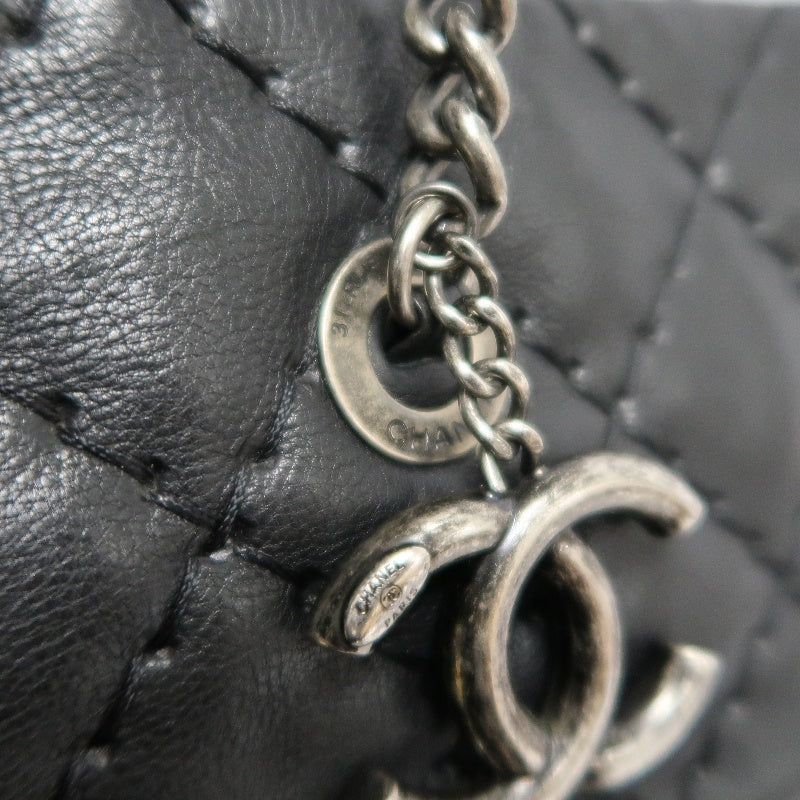 CHANEL Matelasse Calfskin Tote Shoulder Bag In Black With Silver Hardware