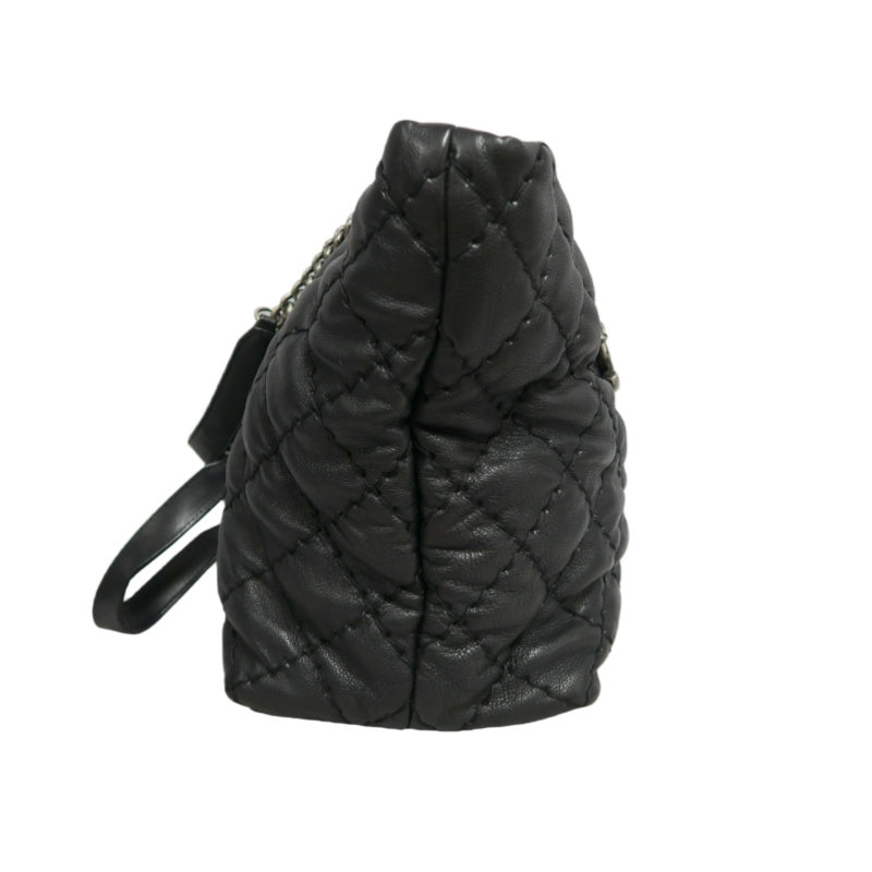 CHANEL Matelasse Calfskin Tote Shoulder Bag In Black With Silver Hardware