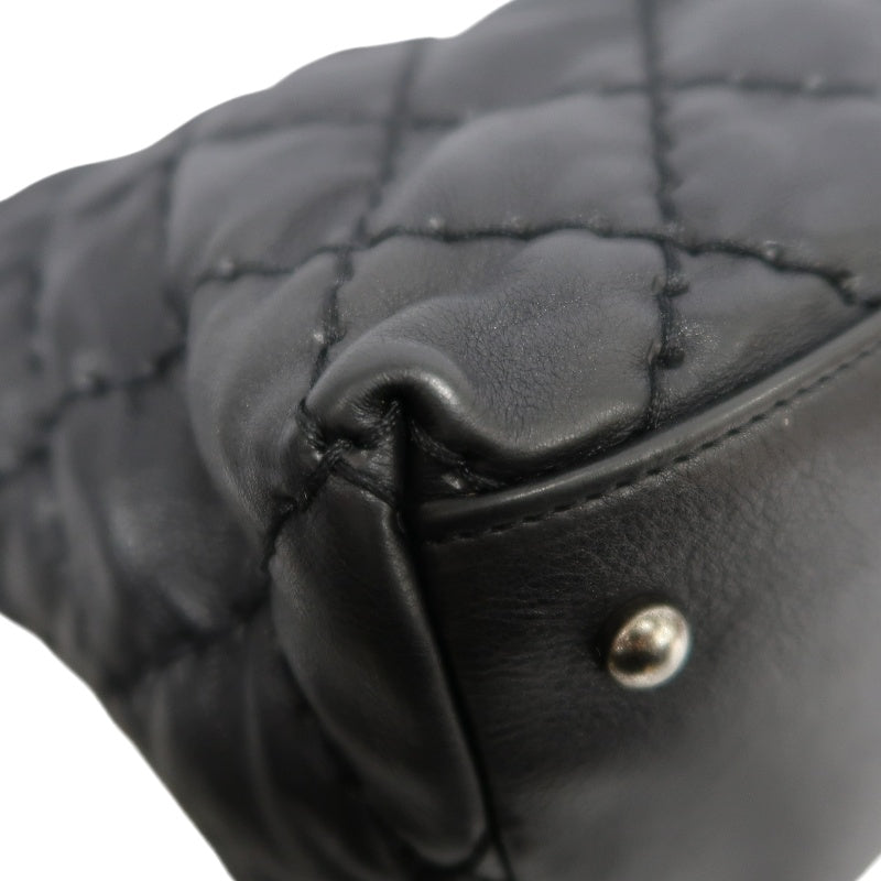 CHANEL Matelasse Calfskin Tote Shoulder Bag In Black With Silver Hardware