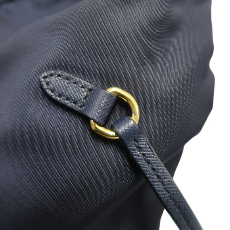 PRADA Nylon Tote Shoulder Bag In Navy Blue With Gold Hardware