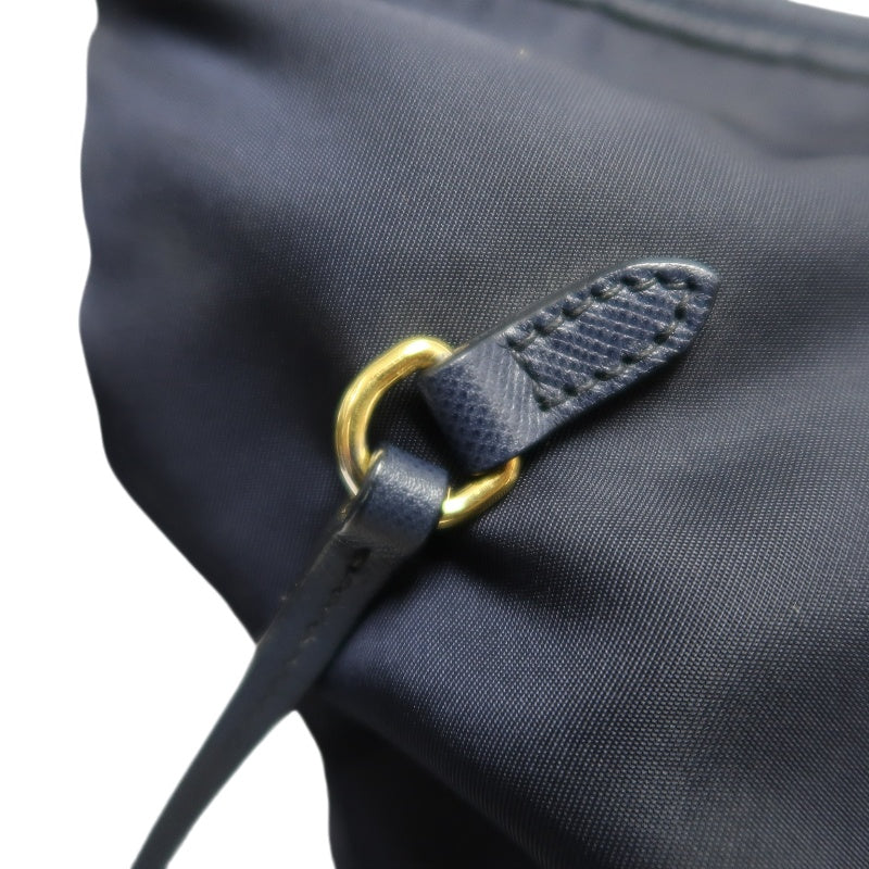 PRADA Nylon Tote Shoulder Bag In Navy Blue With Gold Hardware