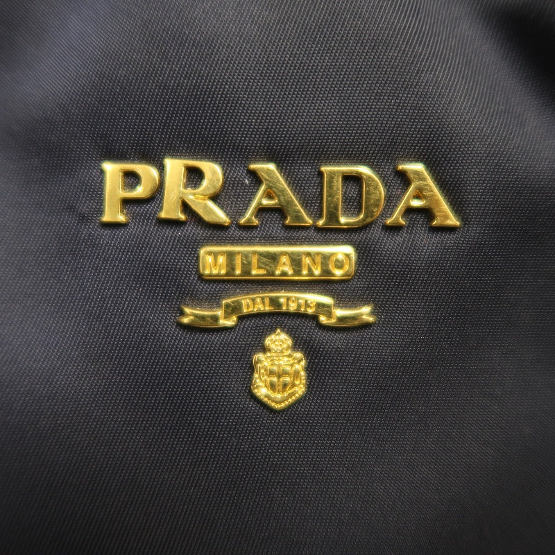 PRADA Nylon Tote Shoulder Bag In Navy Blue With Gold Hardware