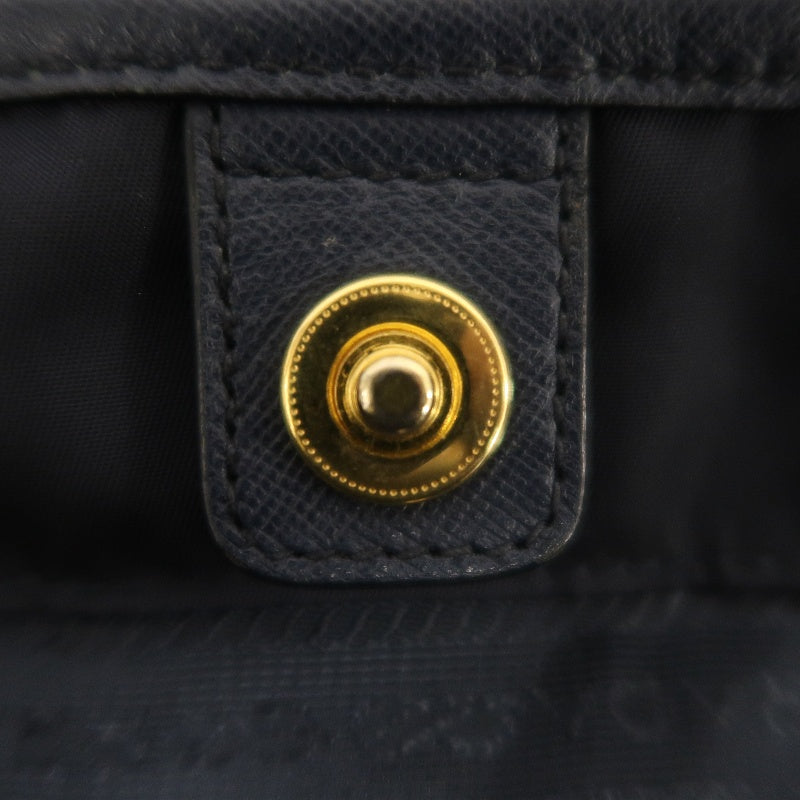 PRADA Nylon Tote Shoulder Bag In Navy Blue With Gold Hardware