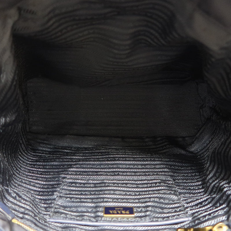 PRADA Nylon Tote Shoulder Bag In Navy Blue With Gold Hardware