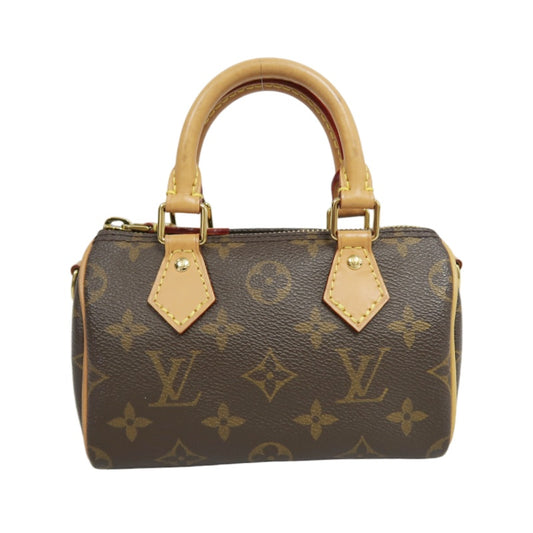 LOUIS VUITTON Monogram Speedy Nano Pvc Handbag With Shoulder Strap In Brown