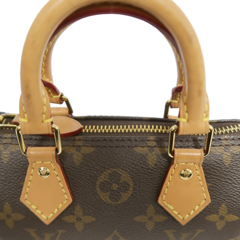 LOUIS VUITTON Monogram Speedy Nano Pvc Handbag With Shoulder Strap In Brown