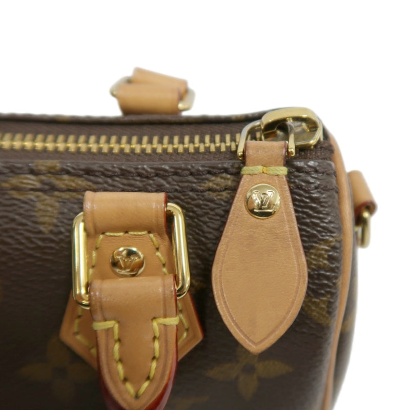 LOUIS VUITTON Monogram Speedy Nano Pvc Handbag With Shoulder Strap In Brown