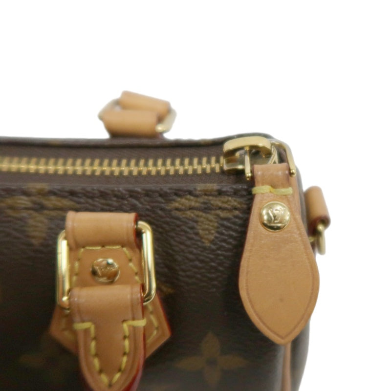 LOUIS VUITTON Monogram Speedy Nano Pvc Handbag With Shoulder Strap In Brown