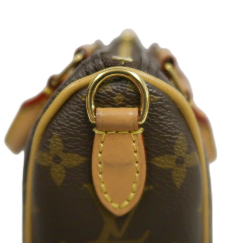LOUIS VUITTON Monogram Speedy Nano Pvc Handbag With Shoulder Strap In Brown