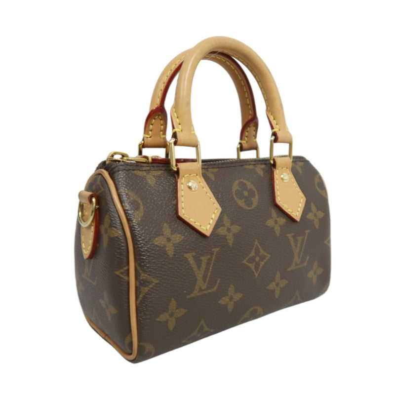 LOUIS VUITTON Monogram Speedy Nano Pvc Handbag With Shoulder Strap In Brown