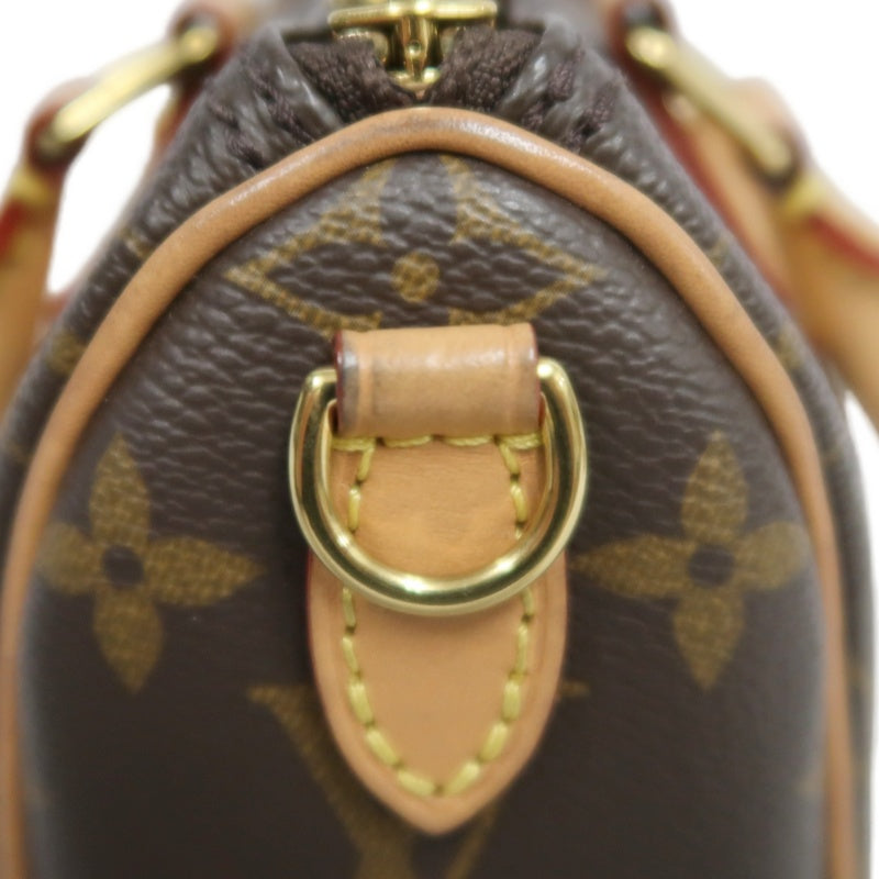 LOUIS VUITTON Monogram Speedy Nano Pvc Handbag With Shoulder Strap In Brown