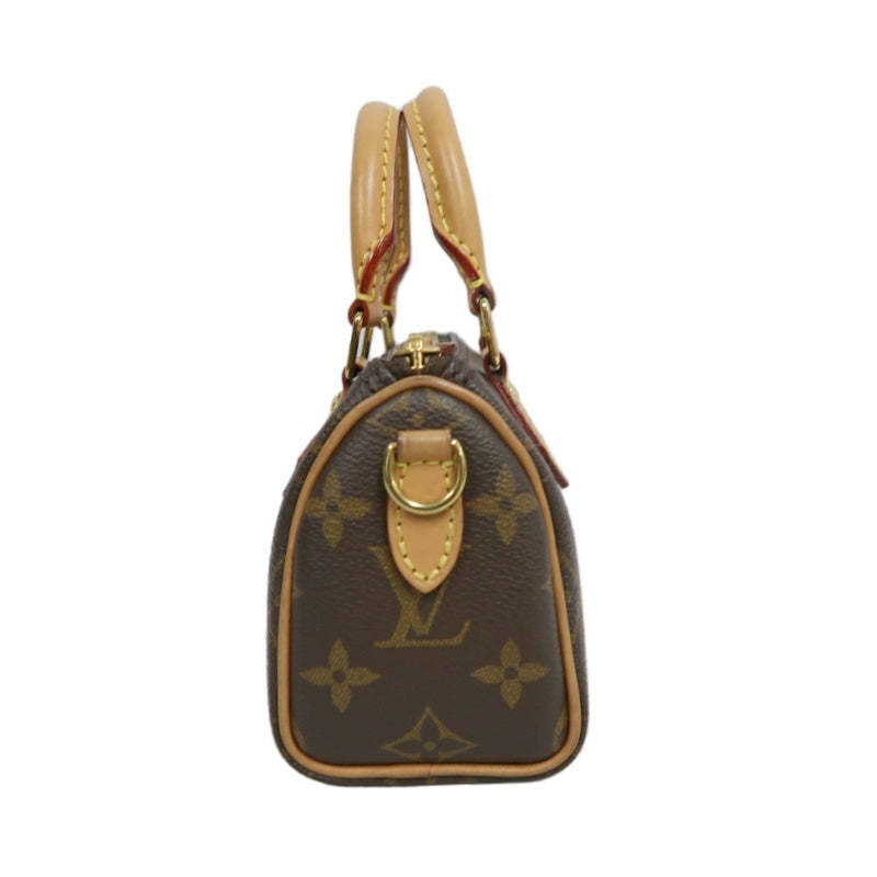 LOUIS VUITTON Monogram Speedy Nano Pvc Handbag With Shoulder Strap In Brown