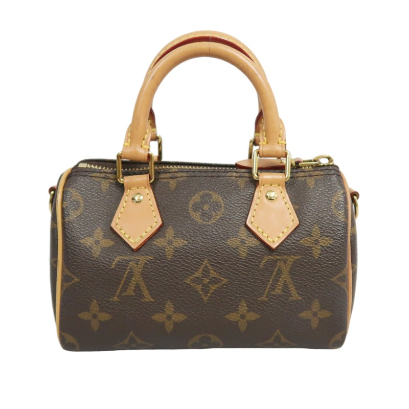 LOUIS VUITTON Monogram Speedy Nano Pvc Handbag With Shoulder Strap In Brown