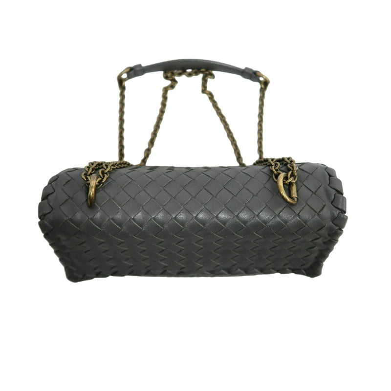 BOTTEGA VENETA Intreccio Calfskin Olympia Shoulder Bag In Black With Gold Hardware