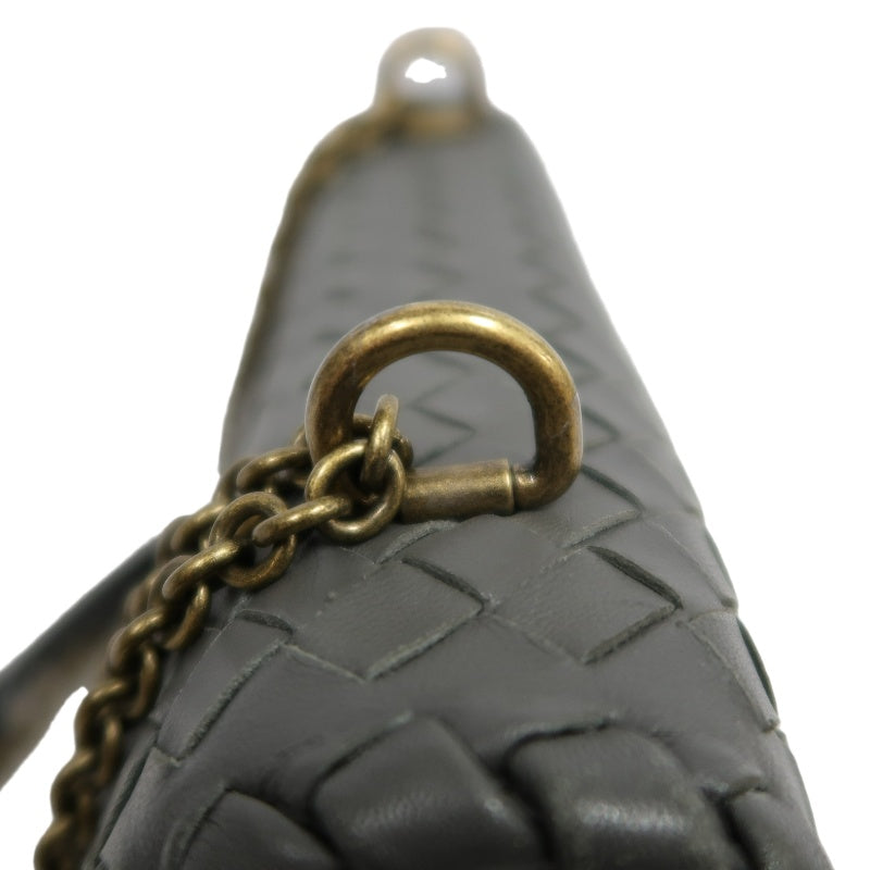 BOTTEGA VENETA Intreccio Calfskin Olympia Shoulder Bag In Black With Gold Hardware