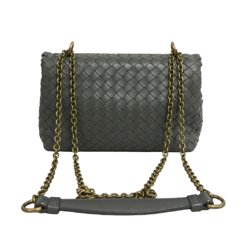 BOTTEGA VENETA Intreccio Calfskin Olympia Shoulder Bag In Black With Gold Hardware