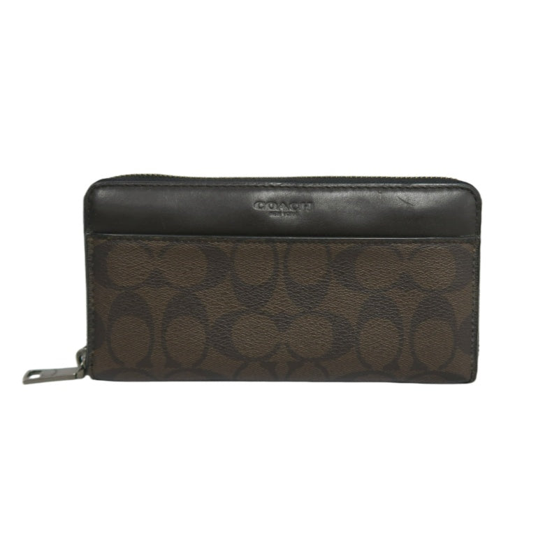COACH Signature Pvc Long Wallet In Brown