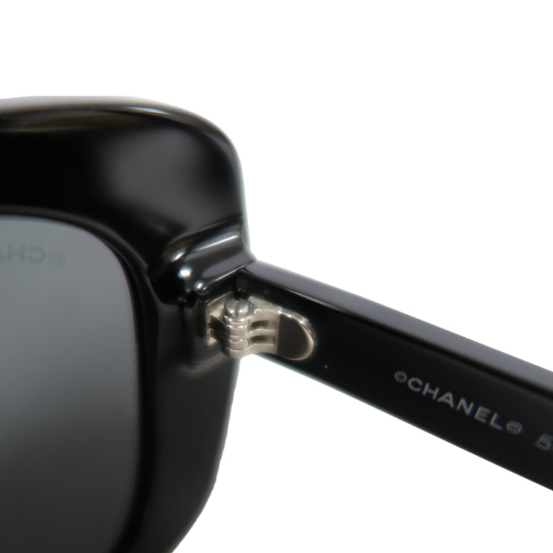 CHANEL Black Resin Sunglasses With Original Box And Case