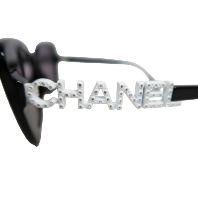 CHANEL Black Resin Sunglasses With Original Box And Case