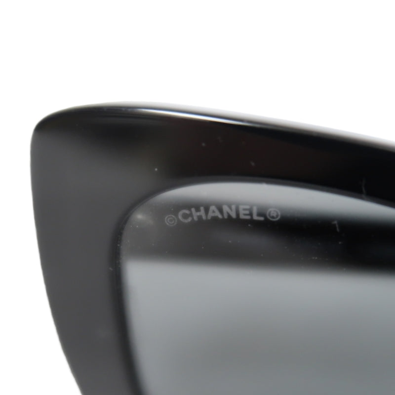 CHANEL Black Resin Sunglasses With Original Box And Case