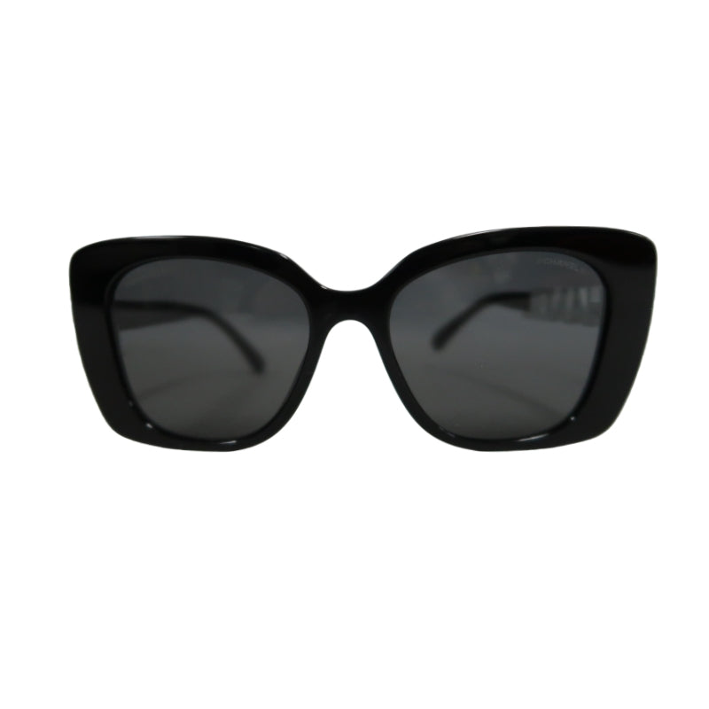 CHANEL Black Resin Sunglasses With Original Box And Case