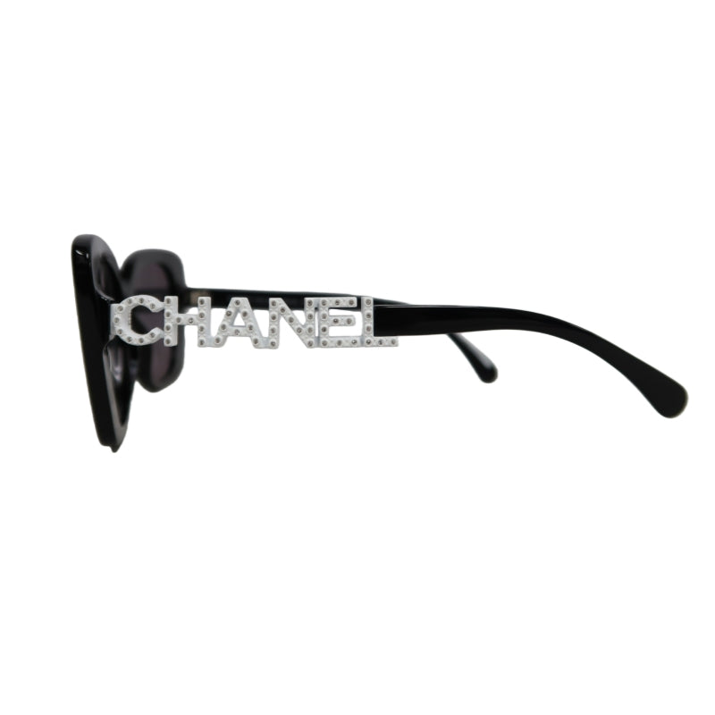 CHANEL Black Resin Sunglasses With Original Box And Case