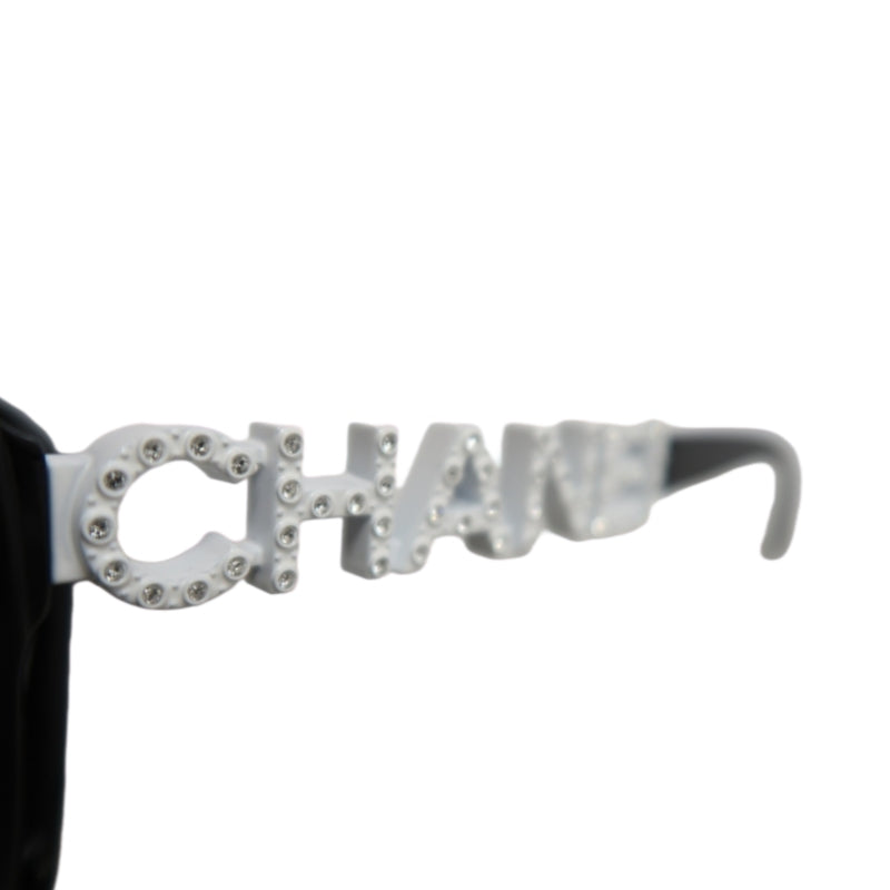 CHANEL Black Resin Sunglasses With Original Box And Case
