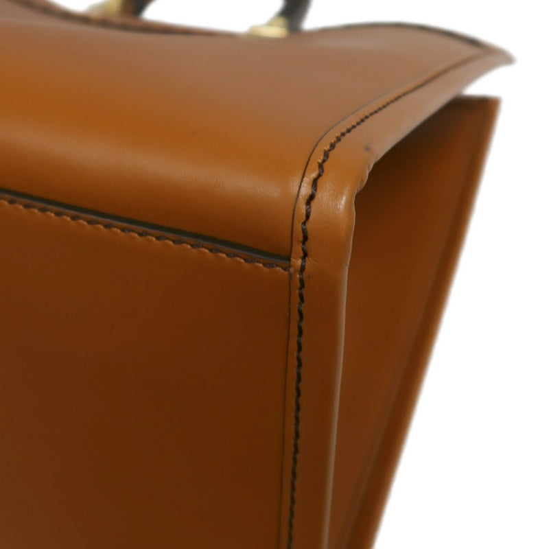 FENDI Sunshine Shopper Calfskin Tote Handbag In Brown With Gold Hard ware