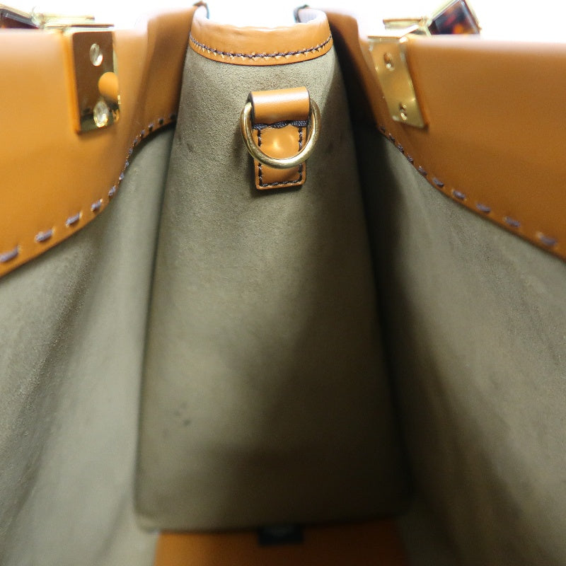 FENDI Sunshine Shopper Calfskin Tote Handbag In Brown With Gold Hard ware