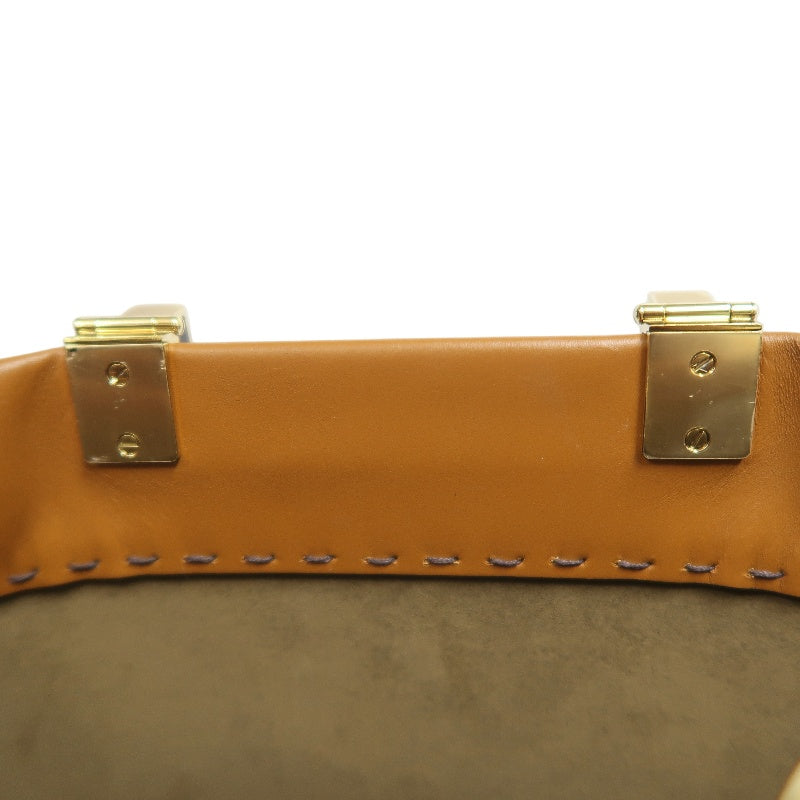 FENDI Sunshine Shopper Calfskin Tote Handbag In Brown With Gold Hard ware