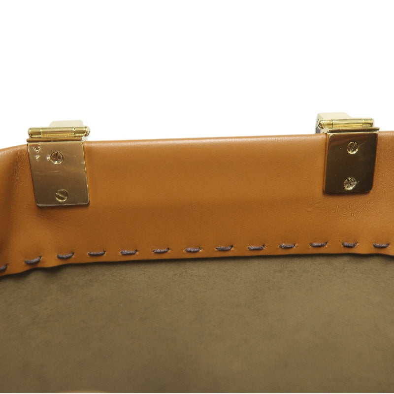 FENDI Sunshine Shopper Calfskin Tote Handbag In Brown With Gold Hard ware