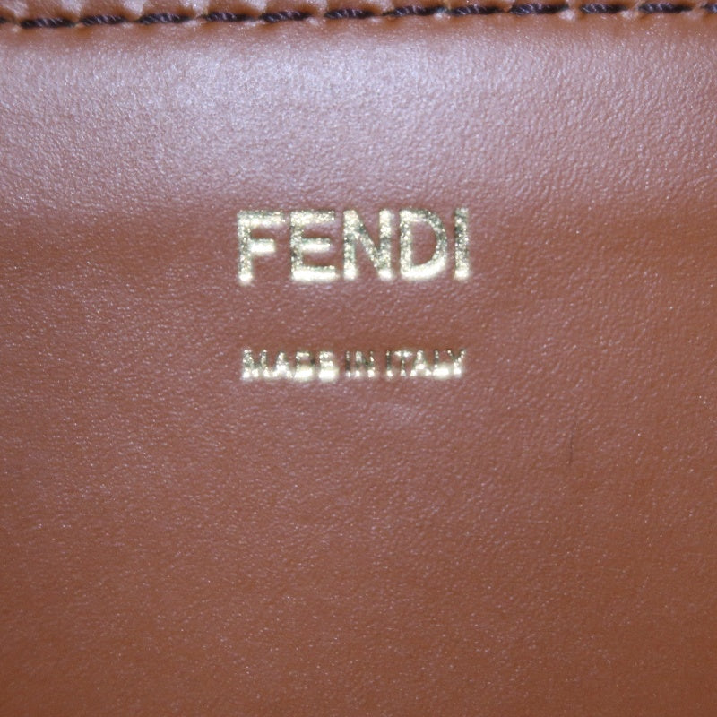 FENDI Sunshine Shopper Calfskin Tote Handbag In Brown With Gold Hard ware
