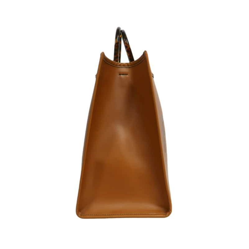 FENDI Sunshine Shopper Calfskin Tote Handbag In Brown With Gold Hard ware