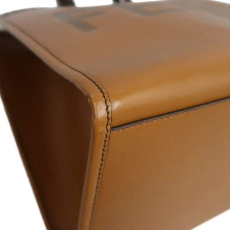 FENDI Sunshine Shopper Calfskin Tote Handbag In Brown With Gold Hard ware
