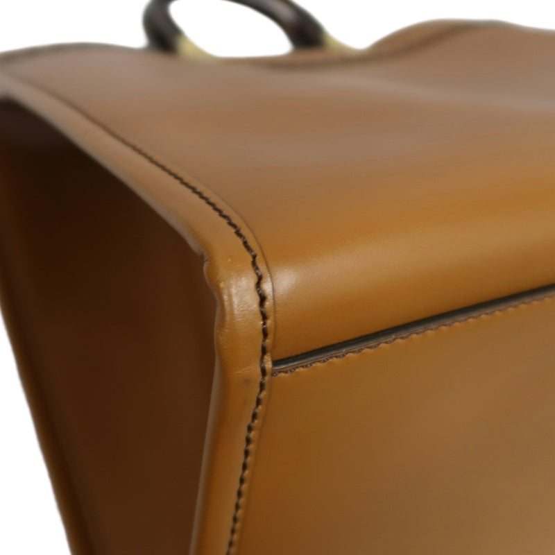 FENDI Sunshine Shopper Calfskin Tote Handbag In Brown With Gold Hard ware